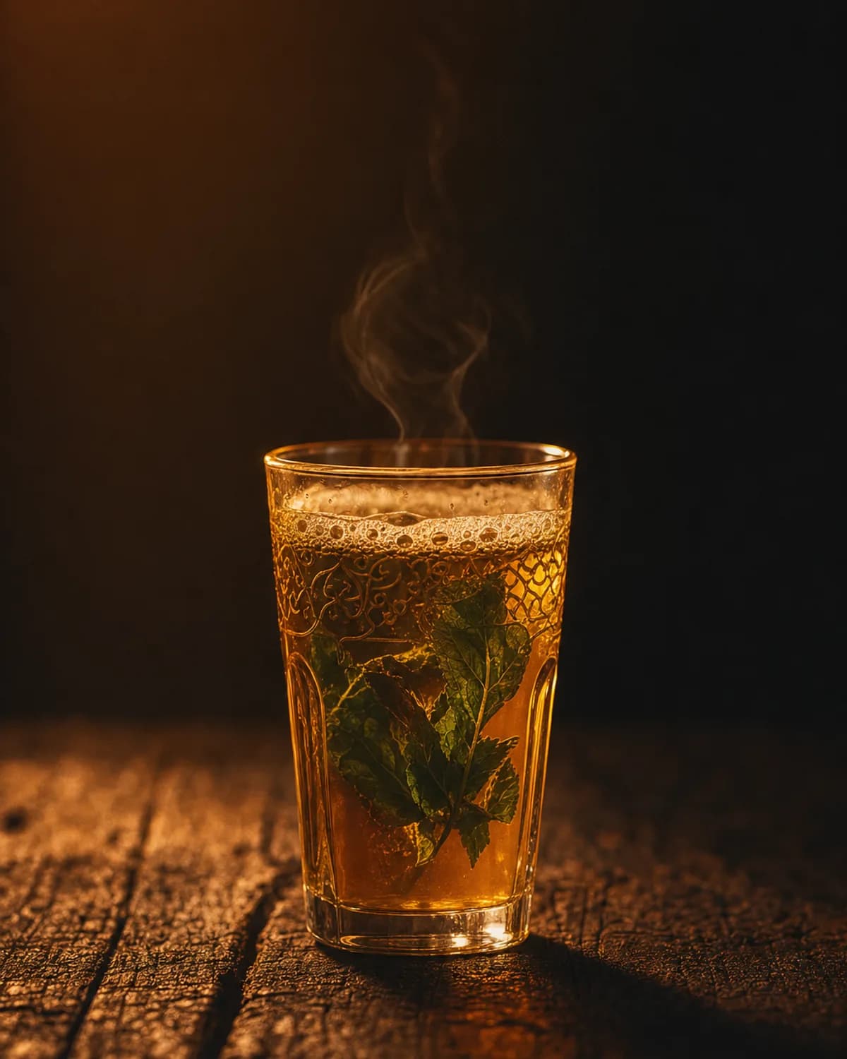 Verre de thé à la menthe marocain moussant